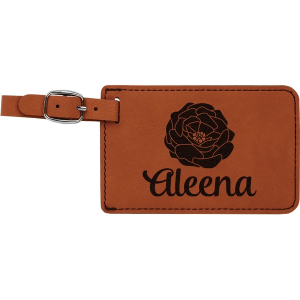 Custom Fall Flowers Leatherette Luggage Tag (Personalized)