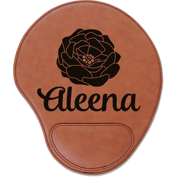 Custom Fall Flowers Leatherette Mouse Pad with Wrist Support (Personalized)