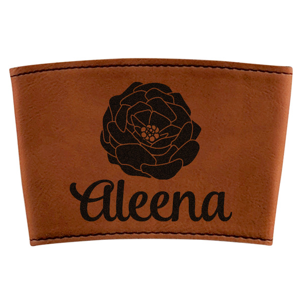 Custom Fall Flowers Leatherette Cup Sleeve (Personalized)