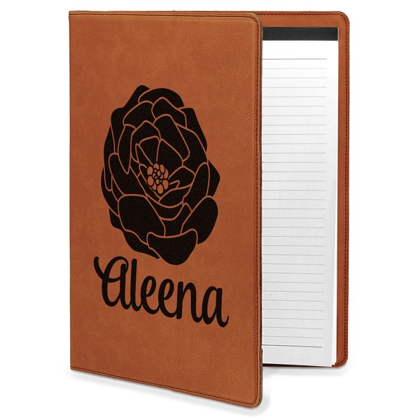 Custom Fall Flowers Leatherette Portfolio with Notepad - Large - Double Sided (Personalized)
