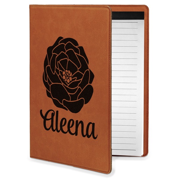 Custom Fall Flowers Leatherette Portfolio with Notepad - Small - Single Sided (Personalized)