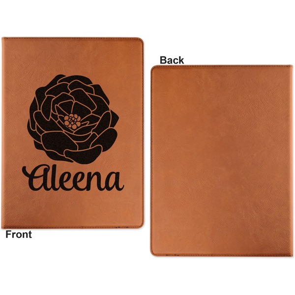 Fall Flowers Cognac Leatherette Portfolios with Notepad - Small - Single Sided- Apvl