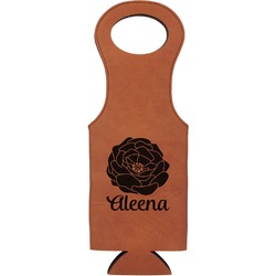 Fall Flowers Leatherette Wine Tote - Single Sided (Personalized)