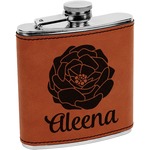 Fall Flowers Leatherette Wrapped Stainless Steel Flask (Personalized)