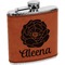 Fall Flowers Cognac Leatherette Wrapped Stainless Steel Flask