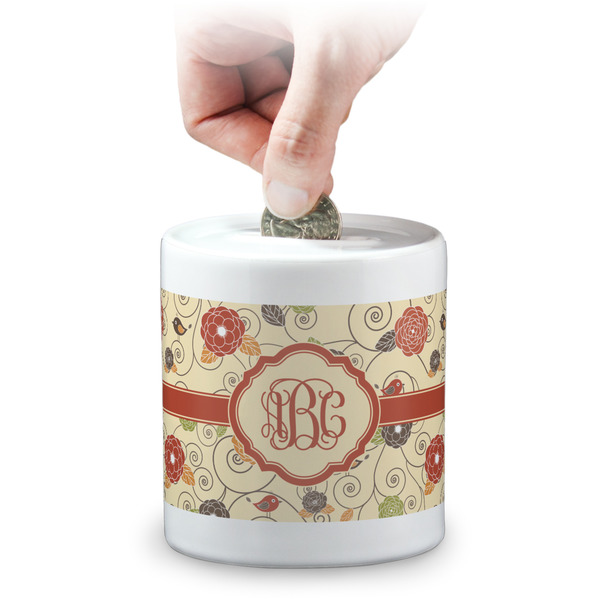 Custom Fall Flowers Coin Bank (Personalized)