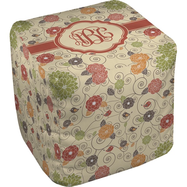 Custom Fall Flowers Cube Pouf Ottoman - 13" (Personalized)