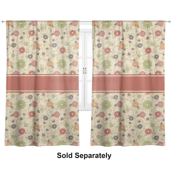 Custom Fall Flowers Curtain Panel - Custom Size