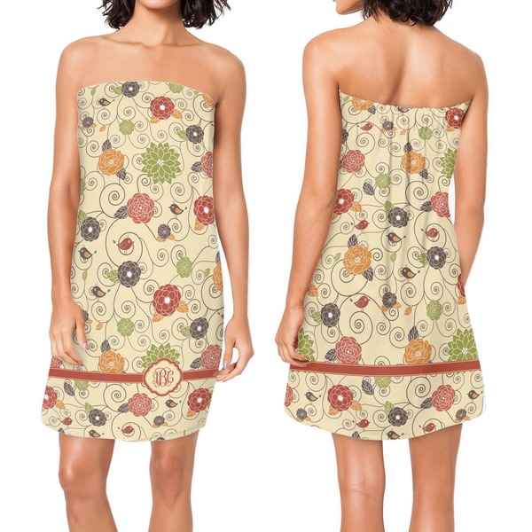 Fall Flowers Custom Bath Wrap - Front & Back View