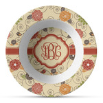 Fall Flowers Plastic Bowl - Microwave Safe - Composite Polymer (Personalized)