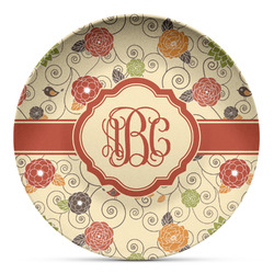 Fall Flowers Microwave Safe Plastic Plate - Composite Polymer (Personalized)