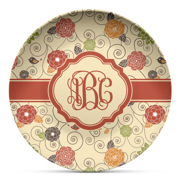 Custom Fall Flowers Microwave Safe Plastic Plate - Composite Polymer (Personalized)