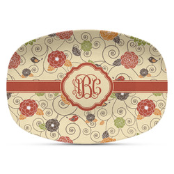 Fall Flowers Plastic Platter - Microwave & Oven Safe Composite Polymer (Personalized)