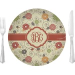 Fall Flowers 10" Glass Lunch / Dinner Plates - Single or Set (Personalized)