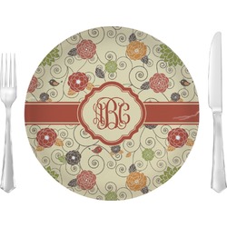Fall Flowers 10" Glass Lunch / Dinner Plates - Single or Set (Personalized)