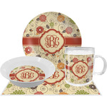 Fall Flowers Dinner Set - Single 4 Pc Setting w/ Monograms