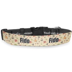 Fall Flowers Deluxe Dog Collar - Double Extra Large (20.5" to 35") (Personalized)