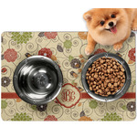 Fall Flowers Dog Food Mat - Small w/ Monogram