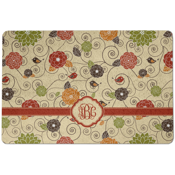 Custom Fall Flowers Dog Food Mat w/ Monogram