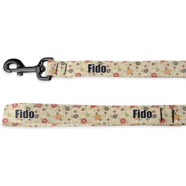 Custom Fall Flowers Deluxe Dog Leash - 4 ft (Personalized)