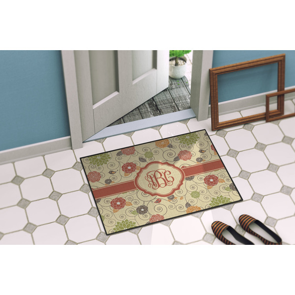 Fall Flowers Door Mat Lifestyle