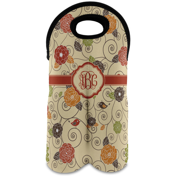 Custom Fall Flowers Wine Tote Bag (2 Bottles) (Personalized)