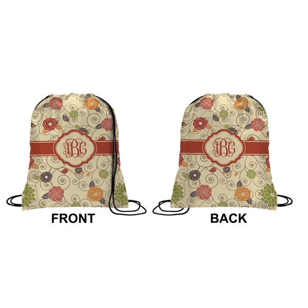 Fall Flowers Drawstring Backpack Front & Back Small