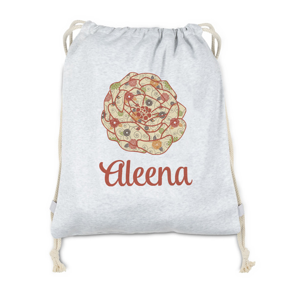 Custom Fall Flowers Drawstring Backpack - Sweatshirt Fleece (Personalized)