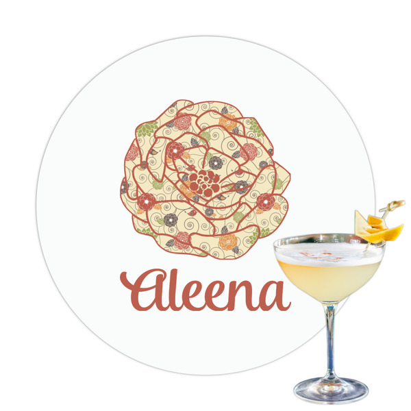 Custom Fall Flowers Printed Drink Topper - 3.25" (Personalized)