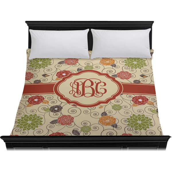 Fall Flowers Duvet Cover - King - On Bed - No Prop