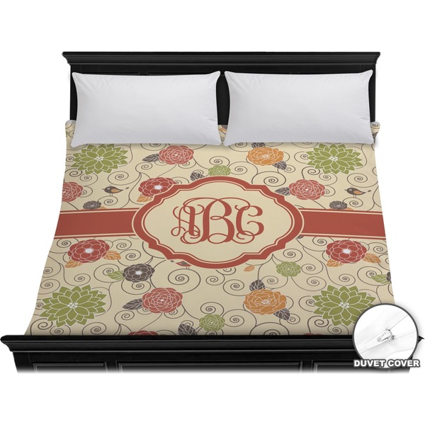 Custom Fall Flowers Duvet Cover - King (Personalized)