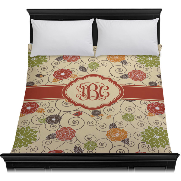 Fall Flowers Duvet Cover - Queen - On Bed - No Prop