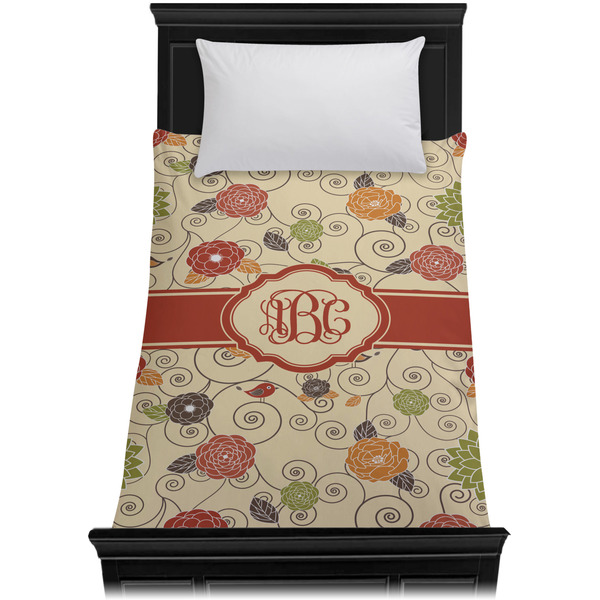 Fall Flowers Duvet Cover - Twin - On Bed - No Prop