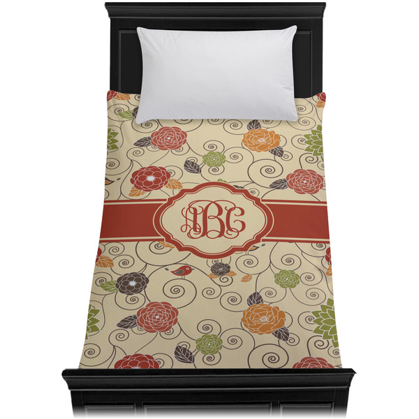 Fall Flowers Duvet Cover - Twin XL - On Bed - No Prop