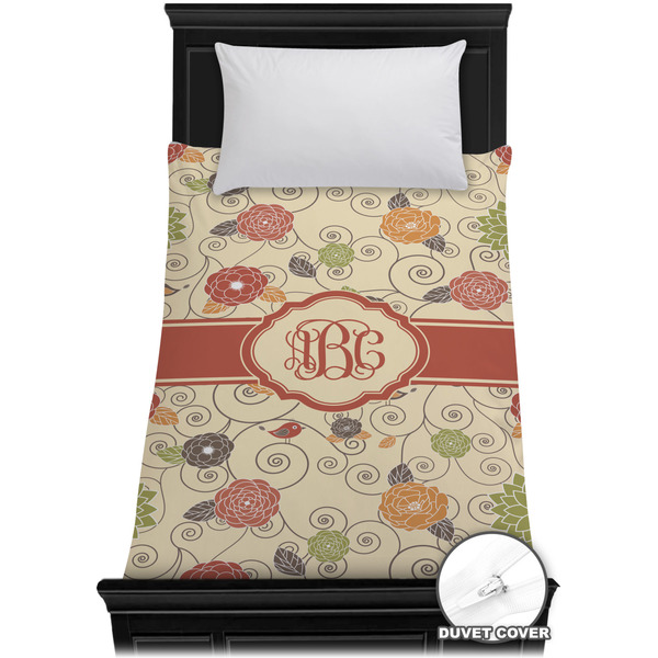 Custom Fall Flowers Duvet Cover - Twin XL (Personalized)