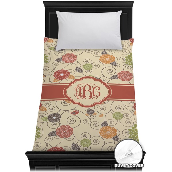 Custom Fall Flowers Duvet Cover - Twin (Personalized)