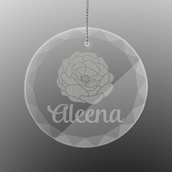 Fall Flowers Engraved Glass Ornament - Round (Personalized)