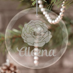 Fall Flowers Engraved Glass Ornament (Personalized)