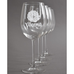 Fall Flowers Wine Glasses (Set of 4) (Personalized)