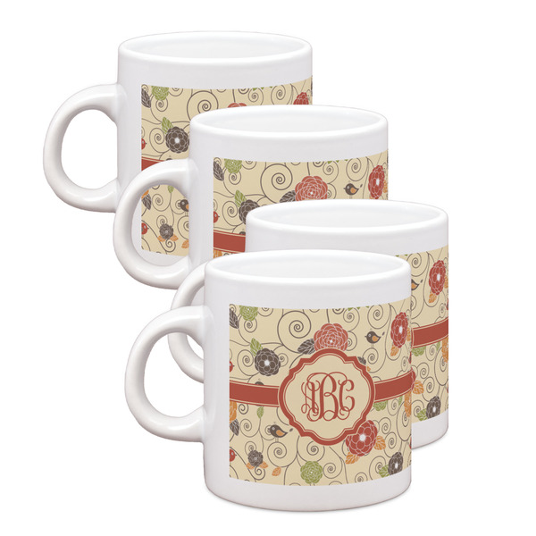 Custom Fall Flowers Single Shot Espresso Cups - Set of 4 (Personalized)