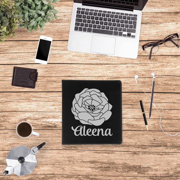 Fall Flowers Leather Binder - 1" - Black - Lifestyle