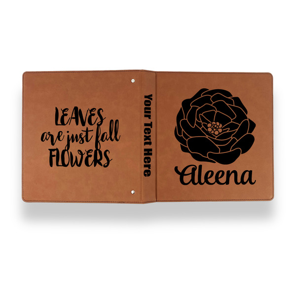 Fall Flowers Leather Binder - 1" - Rawhide - Back Spine Front View