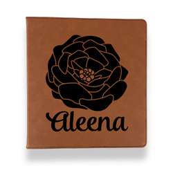 Fall Flowers Leather Binder - 1" - Rawhide (Personalized)