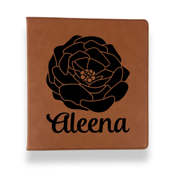 Custom Fall Flowers Leather Binder - 1" - Rawhide (Personalized)