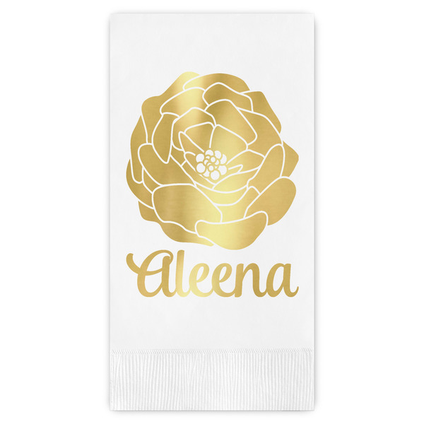Custom Fall Flowers Guest Napkins - Foil Stamped (Personalized)