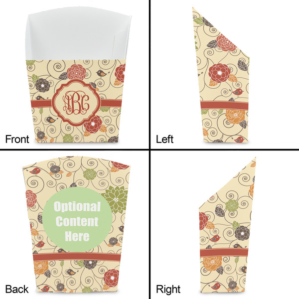 Fall Flowers French Fry Favor Box - Front & Back View