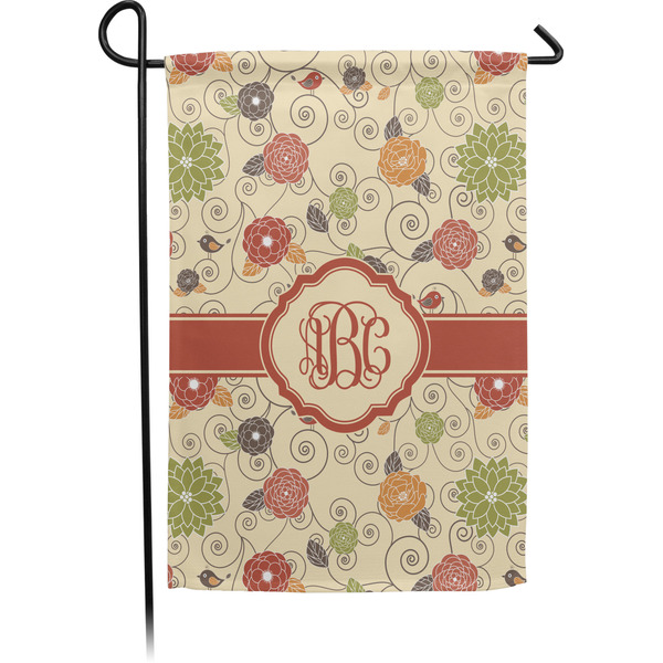 Custom Fall Flowers Small Garden Flag - Single Sided w/ Monograms