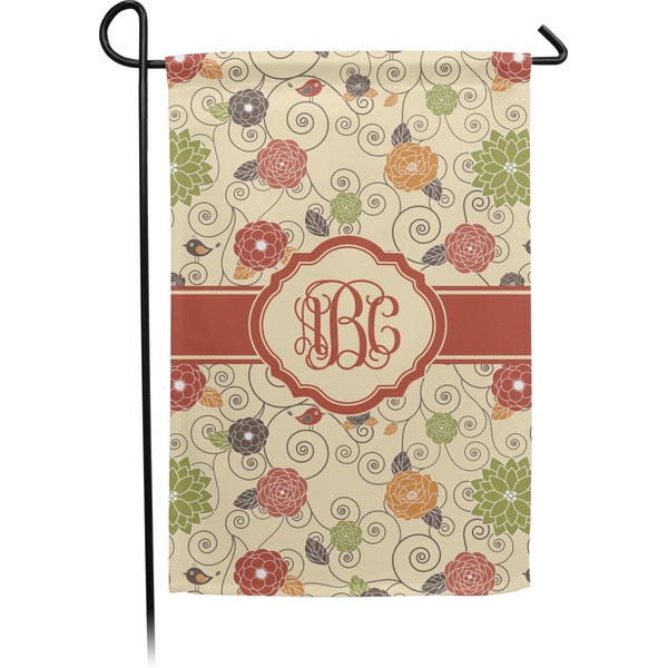 Custom Fall Flowers Small Garden Flag - Double Sided w/ Monograms