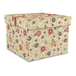 Fall Flowers Gift Box with Lid - Canvas Wrapped - Large (Personalized)