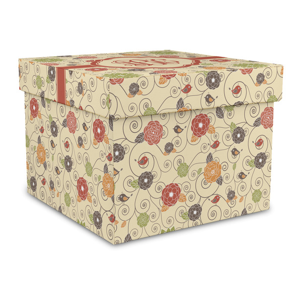 Custom Fall Flowers Gift Box with Lid - Canvas Wrapped - Large (Personalized)
